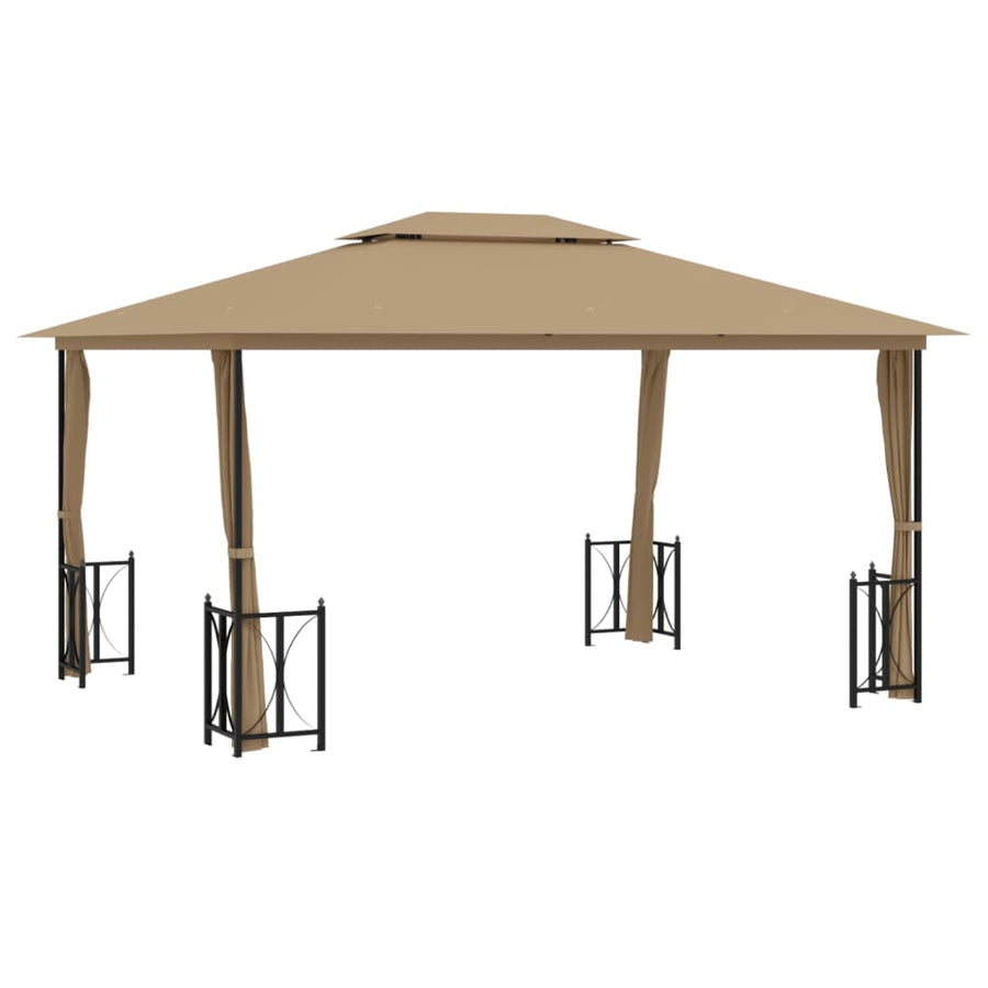 Prieel Met Zijwanden En Dubbel Dak 3 x 4 m Taupe