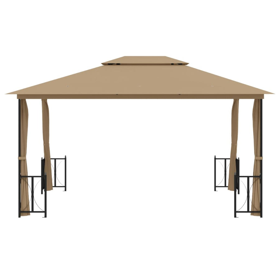 Prieel Met Zijwanden En Dubbel Dak 3 x 4 m Taupe