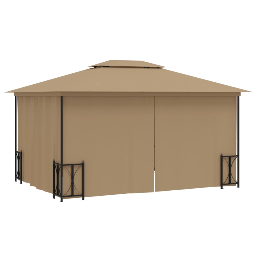Prieel Met Zijwanden En Dubbel Dak 3 x 4 m Taupe