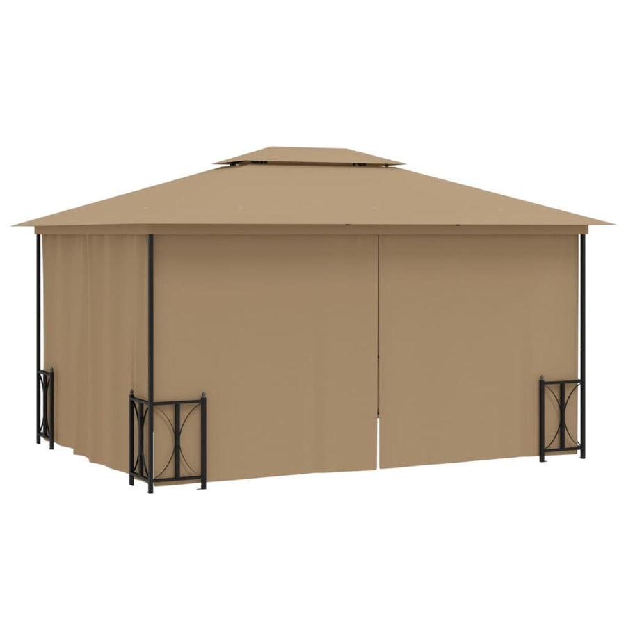 Prieel Met Zijwanden En Dubbel Dak 3 x 4 m Taupe