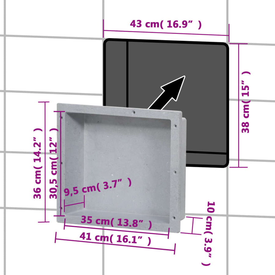Douchenis 41x36x10 cm matgrijs