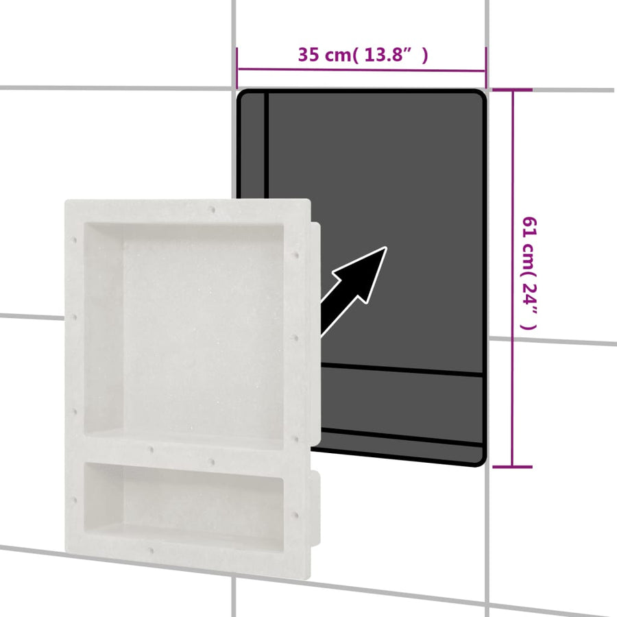 Douchenis Met 2 Vakken Mat 41 x 51 x 10 cm