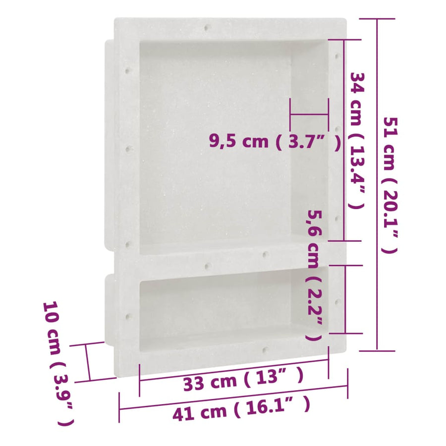 Douchenis Met 2 Vakken Mat 41 x 51 x 10 cm