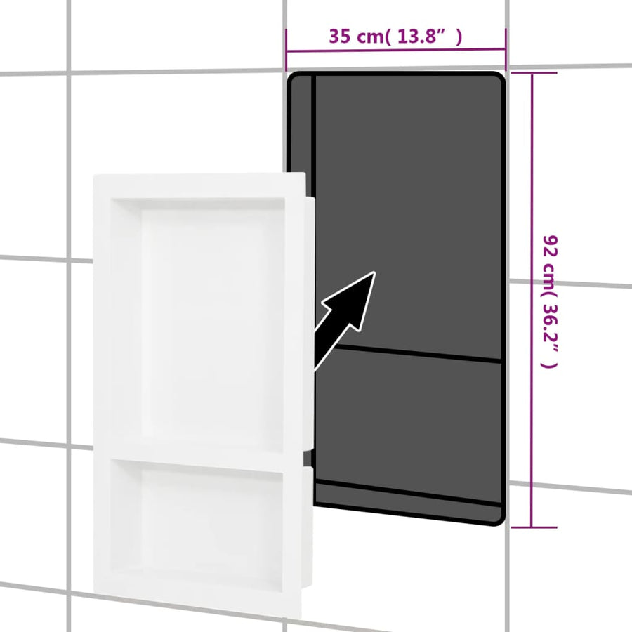 Douchenis met 2 vakken 41x69x9 cm hoogglans wit Wit sn1627