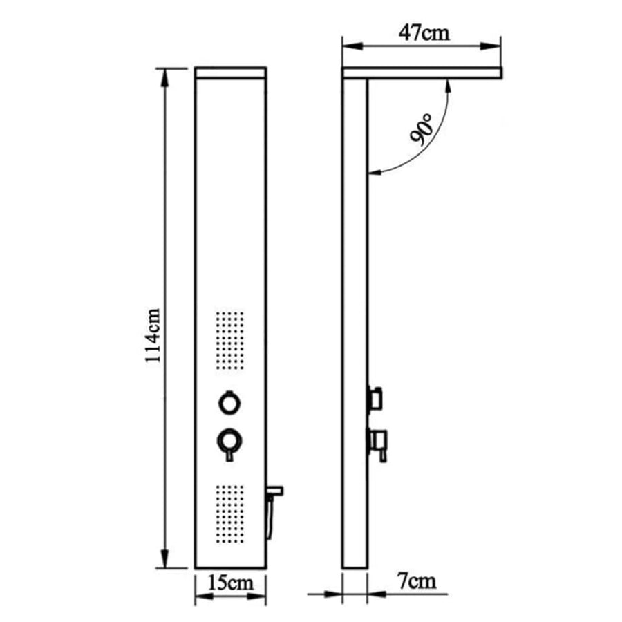 Douchepaneelsysteem Vierkant Roestvrij Staal 15 x 47 x 114 cm Zilver