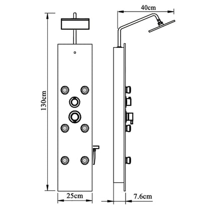 Douchepaneel 25X47,5X130 Cm Glas Wit