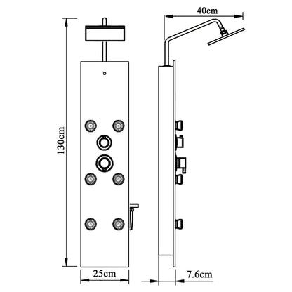 Douchepaneel 25X47,5X130 Cm Glas Zwart