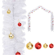 Kerstslinger 5 m wit met kerstballen
