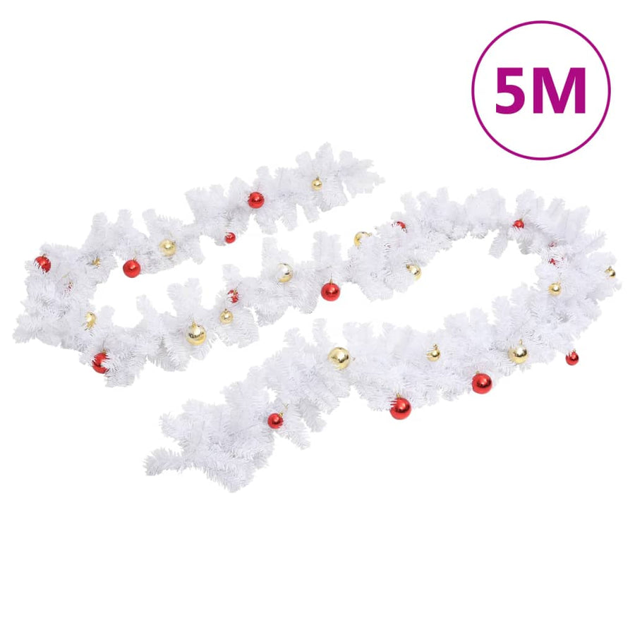 Kerstslinger Versierd Met Kerstballen 5 m Wit