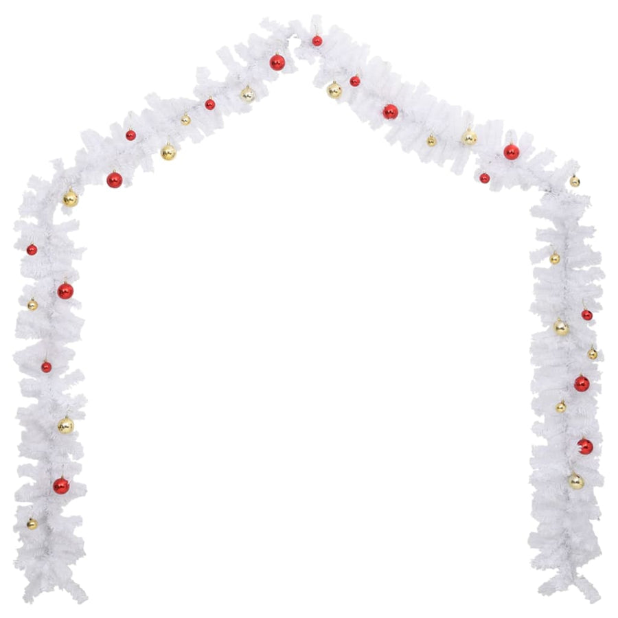 Kerstslinger Versierd Met Kerstballen 5 m Wit