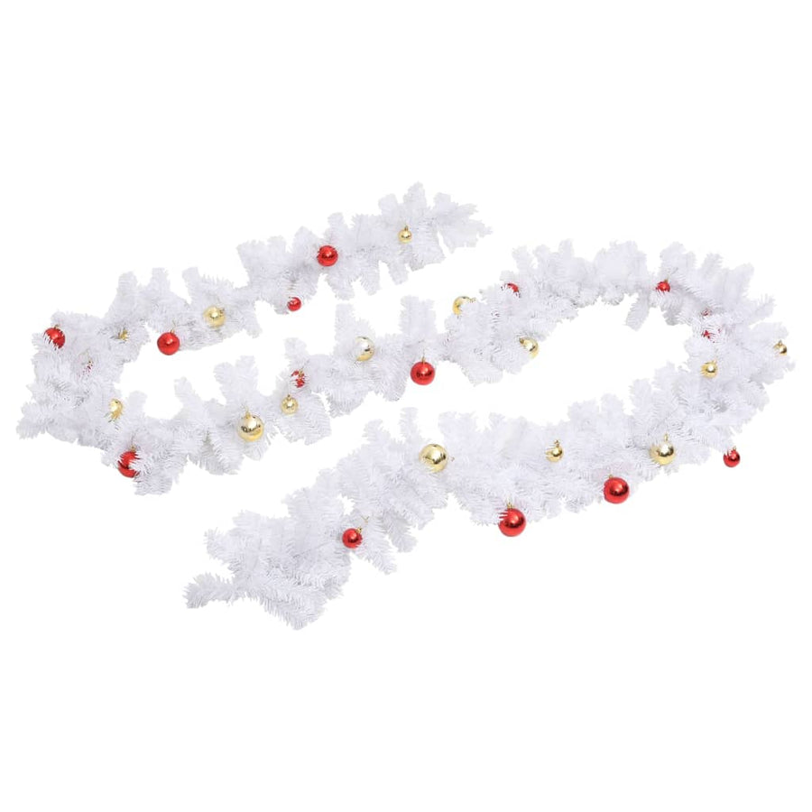 Kerstslinger Versierd Met Kerstballen 5 m Wit