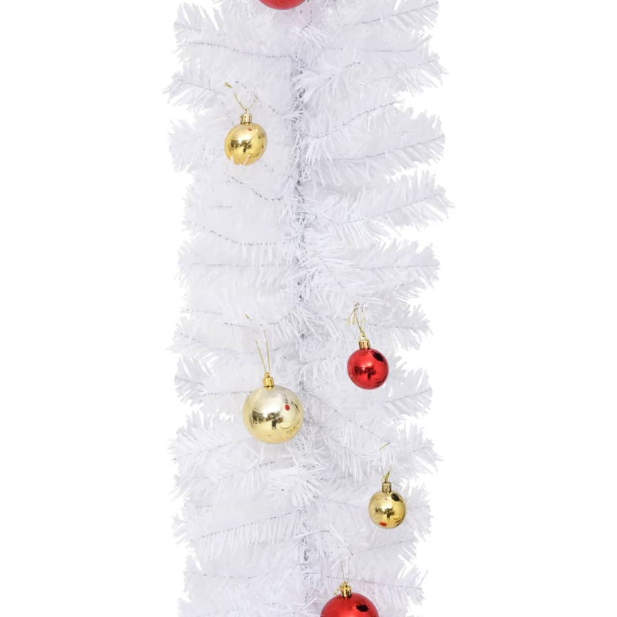 Kerstslinger Versierd Met Kerstballen 5 m Wit