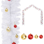 Kerstslinger 10 m met kerstballen wit