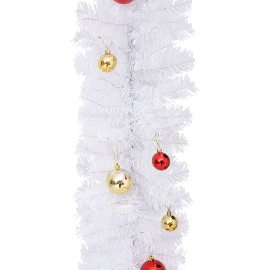 Kerstslinger Versierd Met Kerstballen 10 m Wit