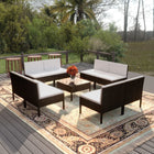 9-Delige Loungeset Met Kussens Poly Rattan Zwart 8x midden + Tafel