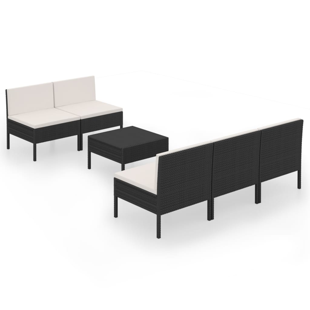 6-Delige Loungeset Met Kussens Poly Rattan Zwart 1