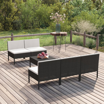 6-Delige Loungeset Met Kussens Poly Rattan Zwart 1