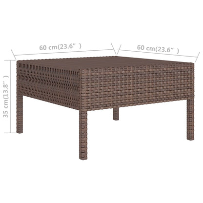 5-Delige Loungeset Met Kussens Poly Rattan Bruin Tafel + 4x midden
