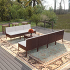 8-Delige Loungeset Met Kussens Poly Rattan Bruin 7x midden + Tafel