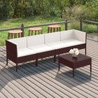 5-Delige Loungeset Met Kussens Poly Rattan Bruin 2x hoek + 2x midden + Tafel