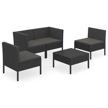5-Delige Loungeset Met Kussens Poly Rattan Zwart 1