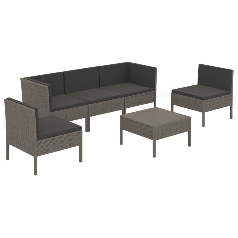 6-Delige Loungeset Met Kussens Poly Rattan Grijs 1
