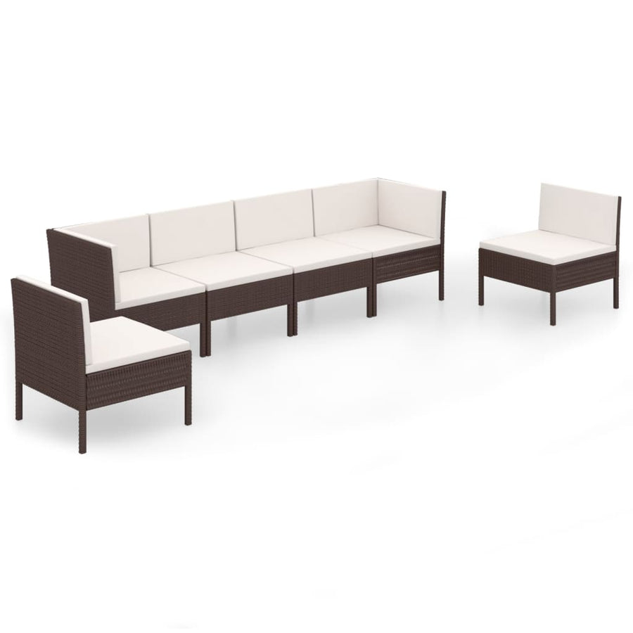 6-Delige Loungeset Met Kussens Poly Rattan Bruin 1