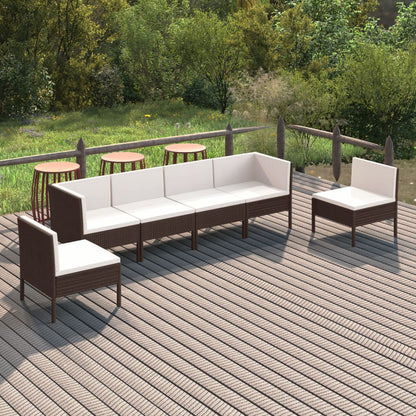 6-Delige Loungeset Met Kussens Poly Rattan Bruin 1