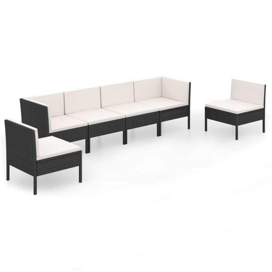 6-Delige Loungeset Met Kussens Poly Rattan Zwart 1