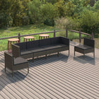 6-Delige Loungeset Met Kussens Poly Rattan Grijs 2x hoek + 4x midden