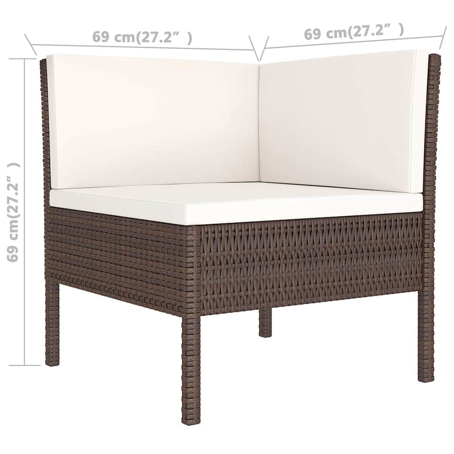 6-Delige Loungeset Met Kussens Poly Rattan Bruin 1