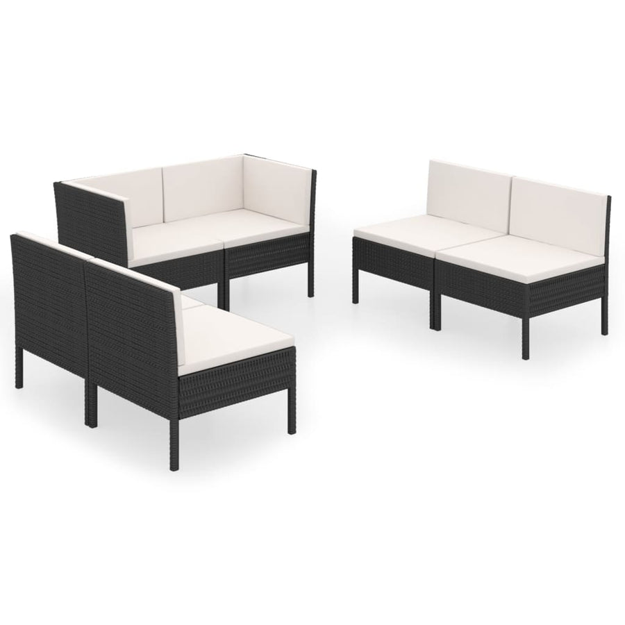 6-Delige Loungeset Met Kussens Poly Rattan Zwart 1