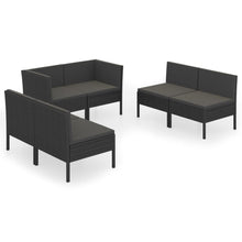 6-Delige Loungeset Met Kussens Poly Rattan Zwart 1