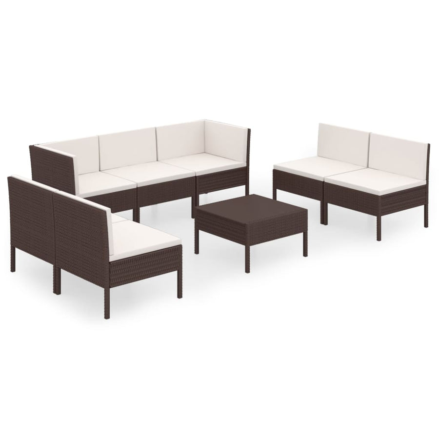 8-Delige Loungeset Met Kussens Poly Rattan Bruin 1
