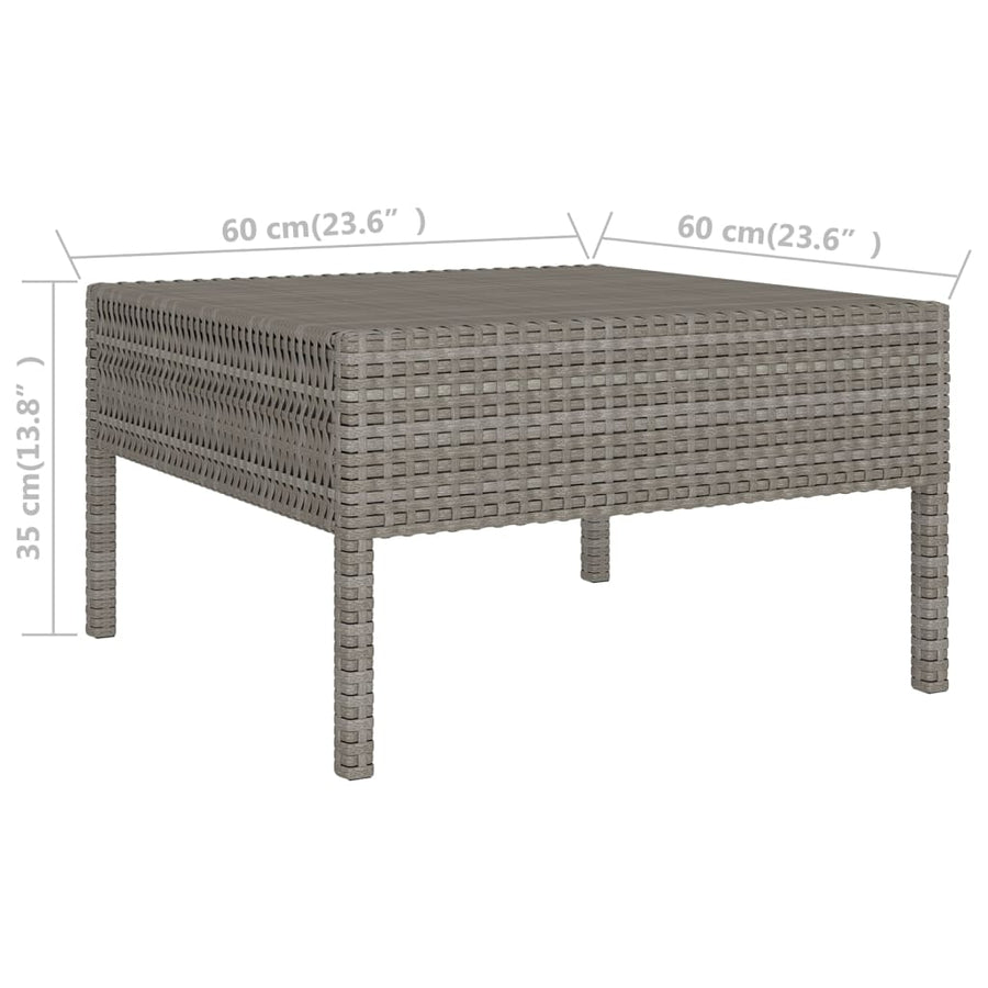 5-Delige Loungeset Met Kussens Poly Rattan Grijs hoek + 2x midden + voetensteun + Tafel