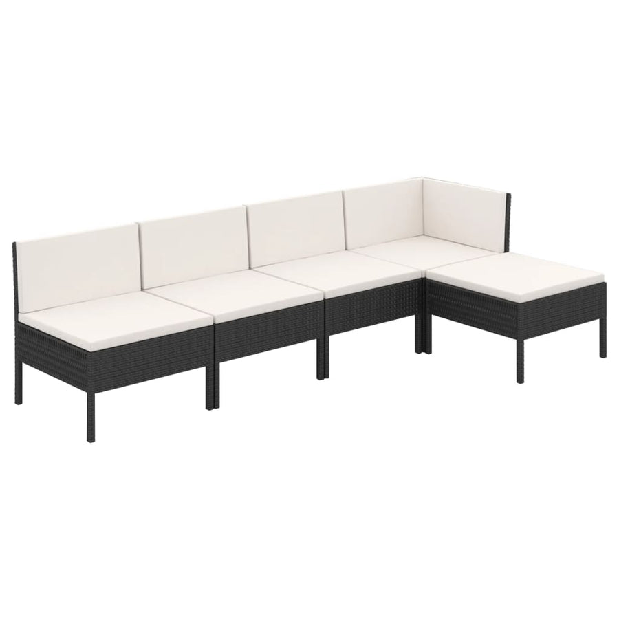 5-Delige Loungeset Met Kussens Poly Rattan Zwart 1