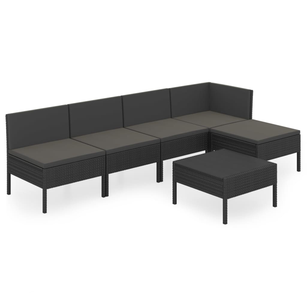 6-Delige Loungeset Met Kussens Poly Rattan Zwart 1