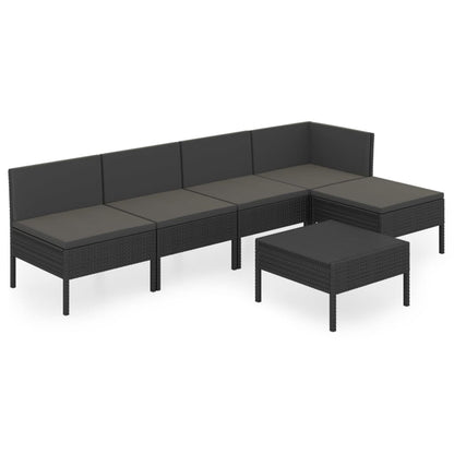 6-Delige Loungeset Met Kussens Poly Rattan Zwart 1