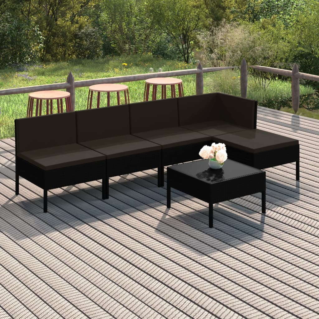 6-Delige Loungeset Met Kussens Poly Rattan Zwart 1