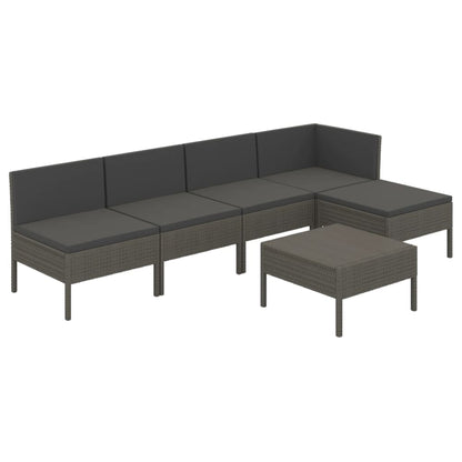 6-Delige Loungeset Met Kussens Poly Rattan Grijs 1