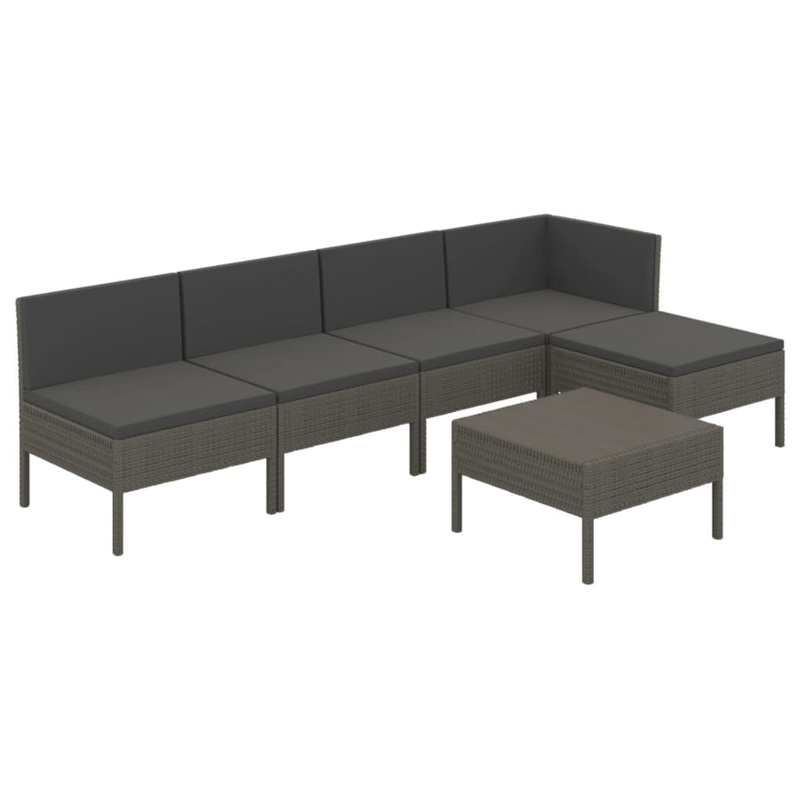 6-Delige Loungeset Met Kussens Poly Rattan Grijs 1