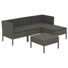 5-Delige Loungeset Met Kussens Poly Rattan Grijs 1