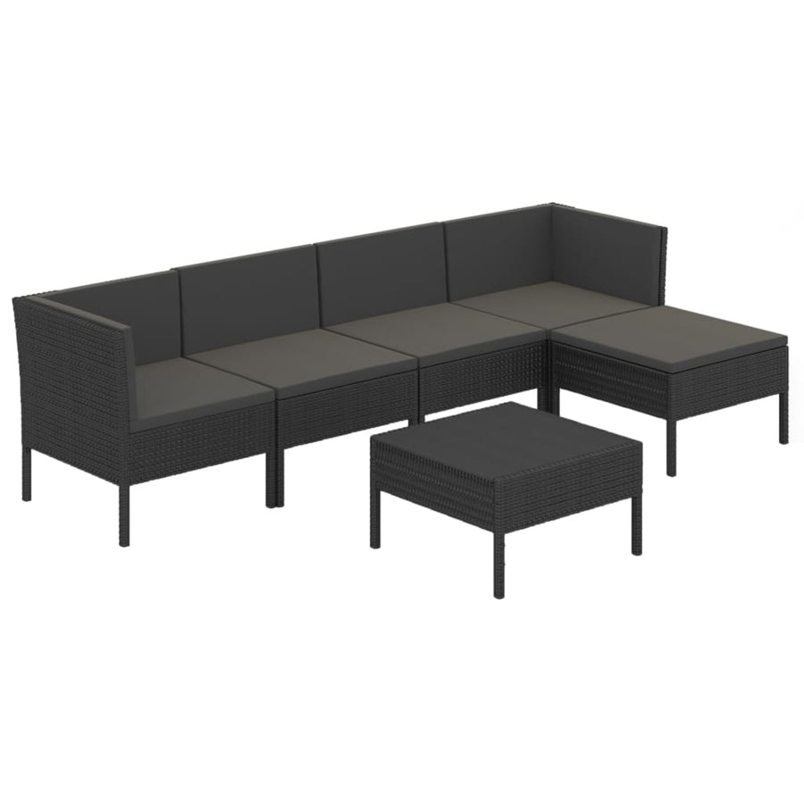 6-Delige Loungeset Met Kussens Poly Rattan Zwart 1