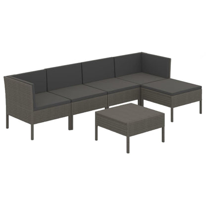 6-Delige Loungeset Met Kussens Poly Rattan Grijs 1