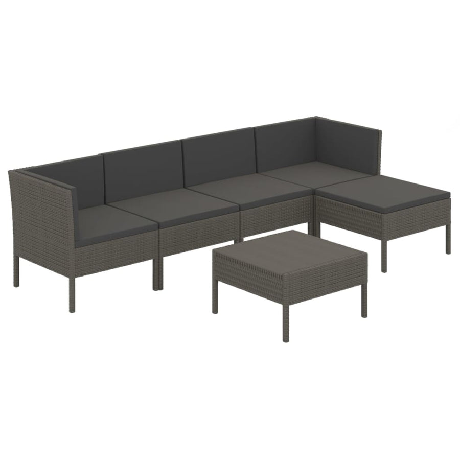 6-Delige Loungeset Met Kussens Poly Rattan Grijs 1