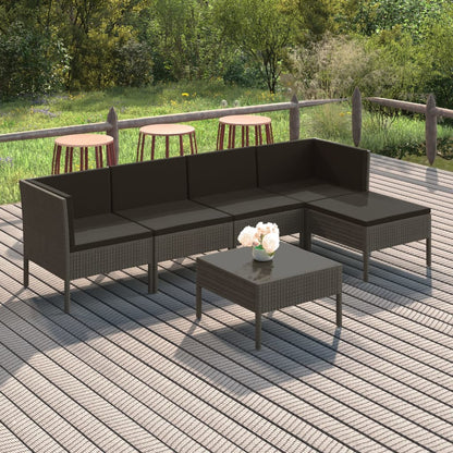 6-Delige Loungeset Met Kussens Poly Rattan Grijs 1
