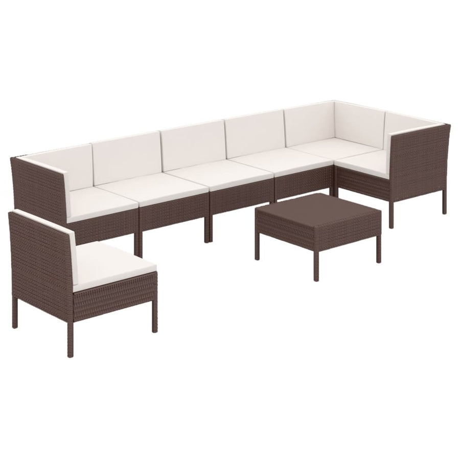 8-Delige Loungeset Met Kussens Poly Rattan Bruin 1