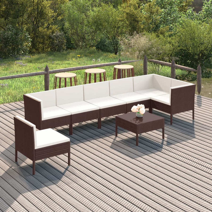 8-Delige Loungeset Met Kussens Poly Rattan Bruin 1