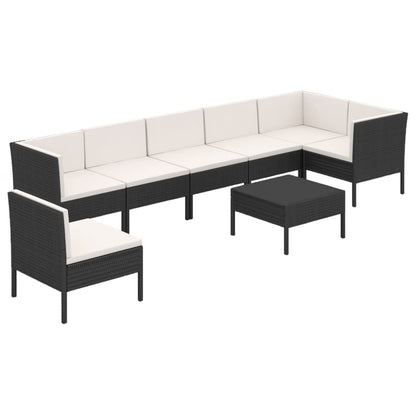 8-Delige Loungeset Met Kussens Poly Rattan Zwart 1