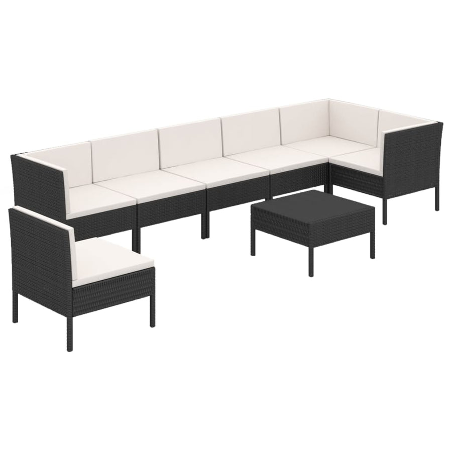 8-Delige Loungeset Met Kussens Poly Rattan Zwart 1